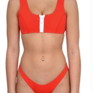 Hoaka Bikini Kauai Top and Cheeky Bottoms - Red - Large